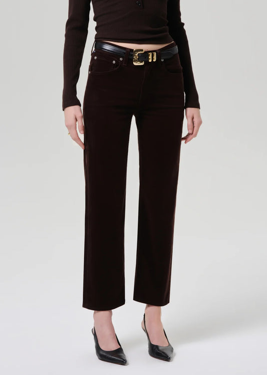 Palma Straight Long Stretch Corduroy in Barrister