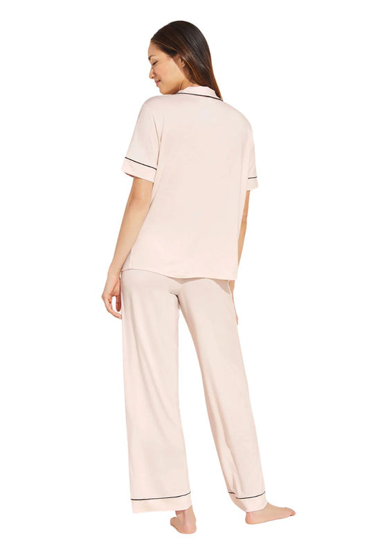 Gisele Short Sleeve PJ Set in Sorbet Pink/Black