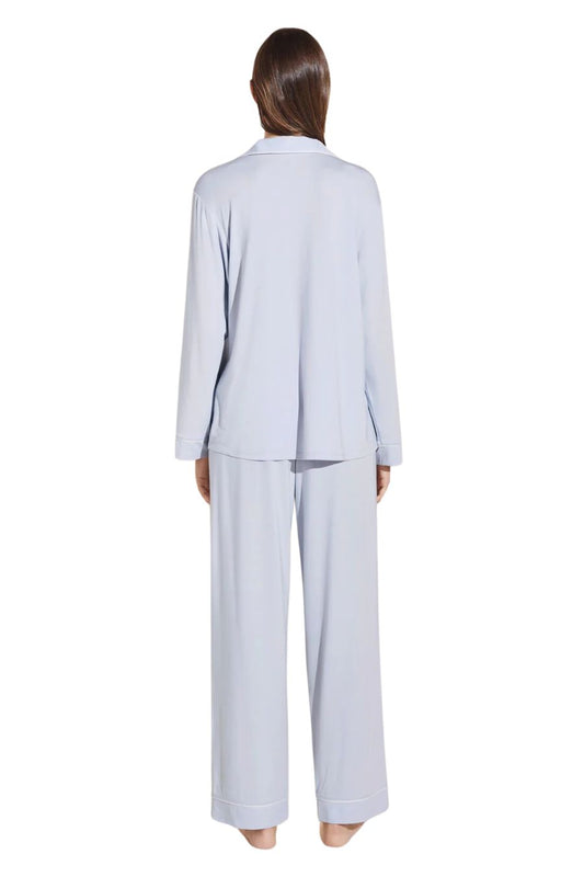 Gisele Long PJ Set in Ice Blue/Ivory
