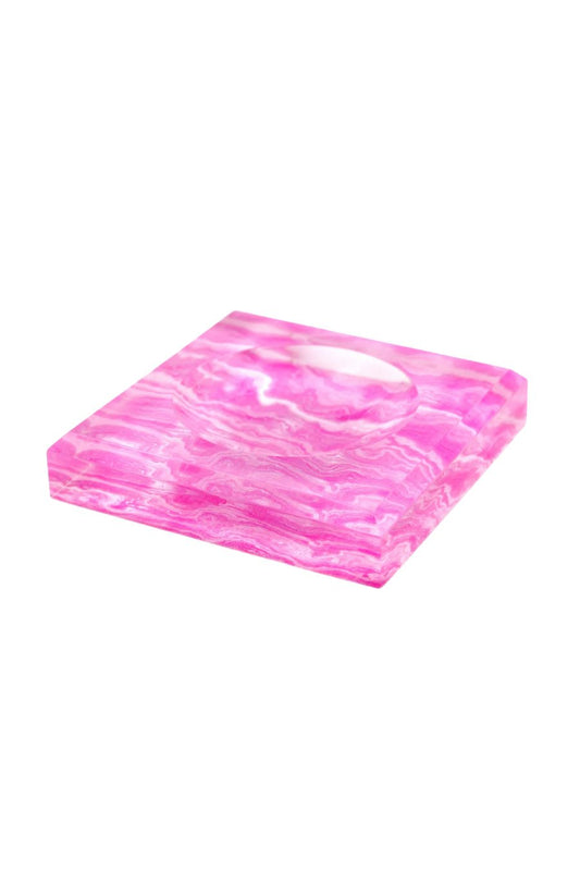 Acrylic Block Soap Dish | Pink Agate