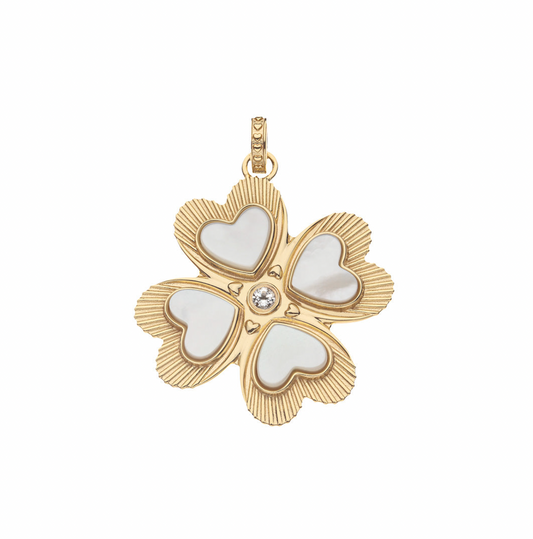 Jane Win Lucky in Love Clover Pendant with Mother of Pearl, alternate view