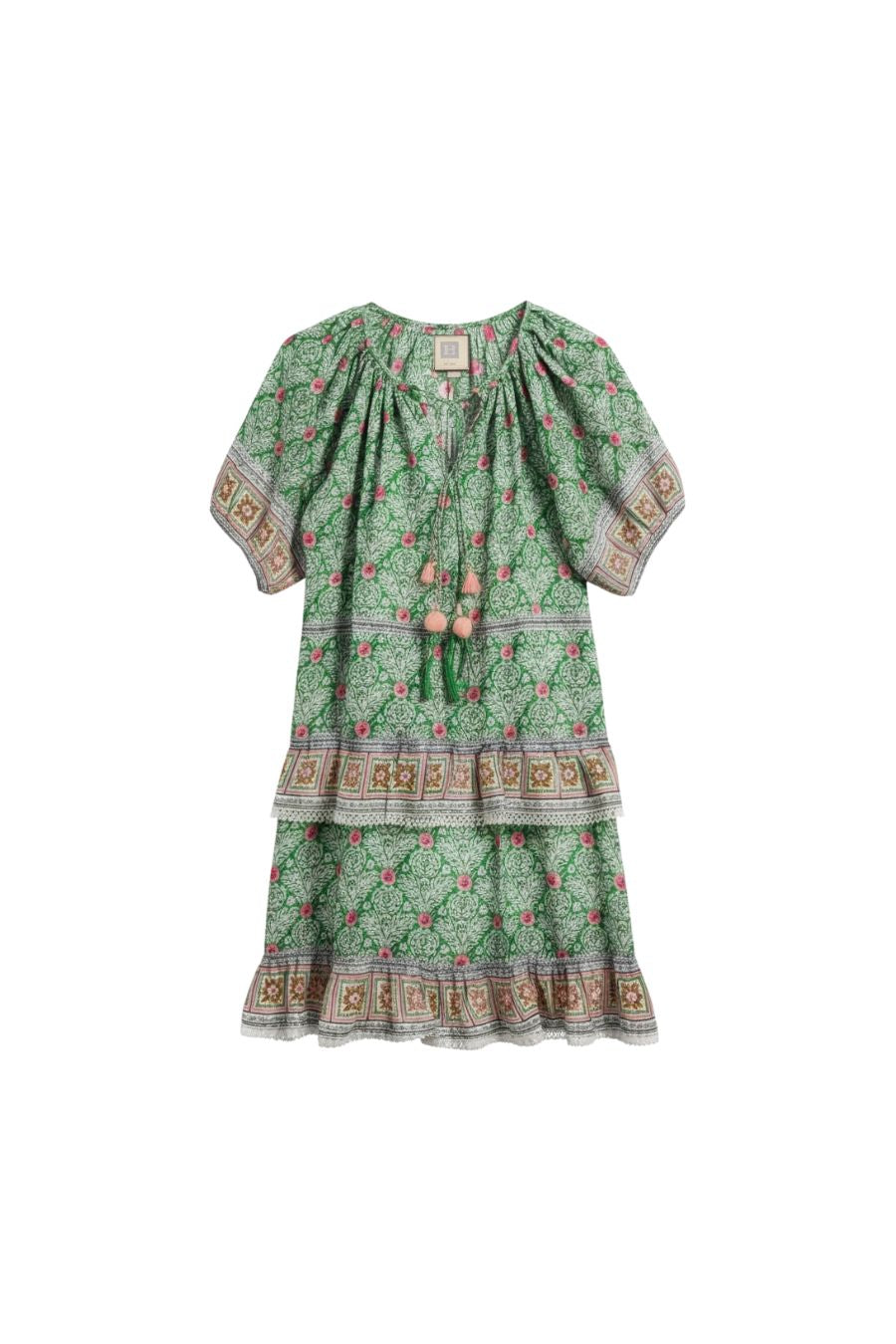babes in short dresses babe dress Bellini Babe Mini Dress tied waist Roxy Mini Dress in Green/Pink