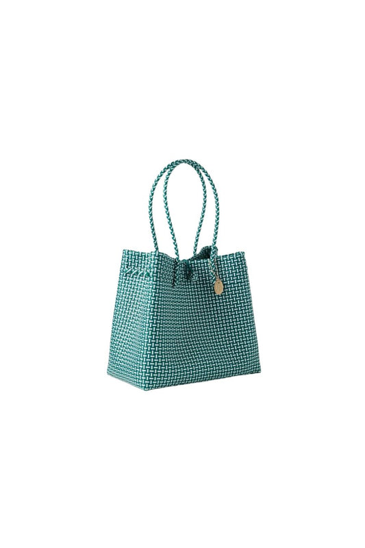 Izmir Large Shopper Bag in Green/White