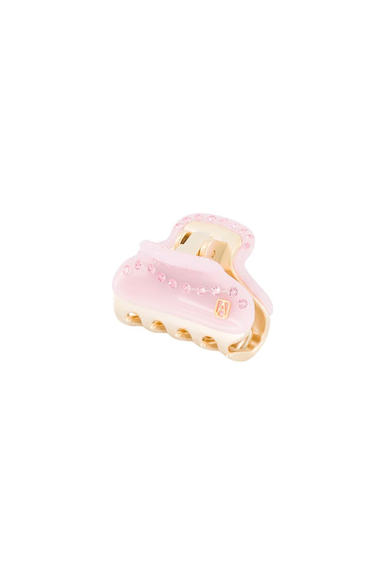 Small Vendome Hair Clip in Pink/Crystal