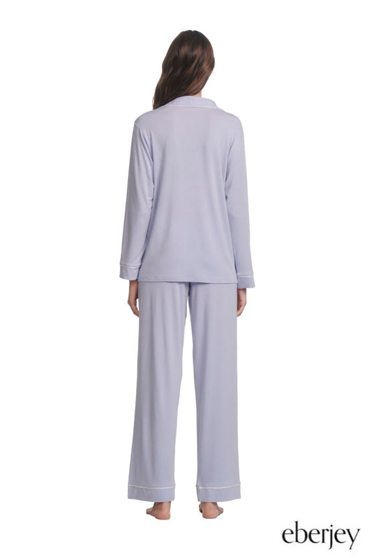 Gisele Long PJ Set in Lavender/Ivory