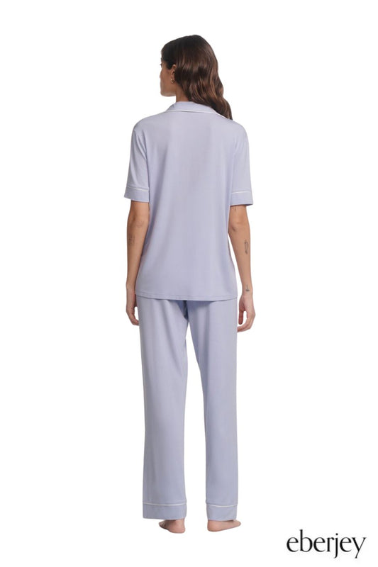 Gisele Short Sleeve PJ Set in Lavender/Ivory