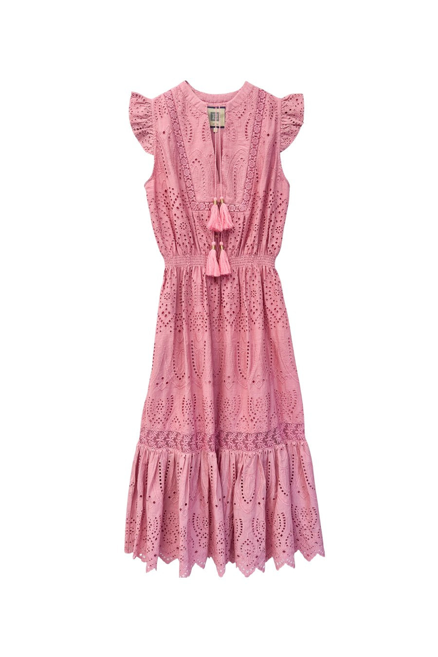 Lola Midi Dress in Pink Eyelet
