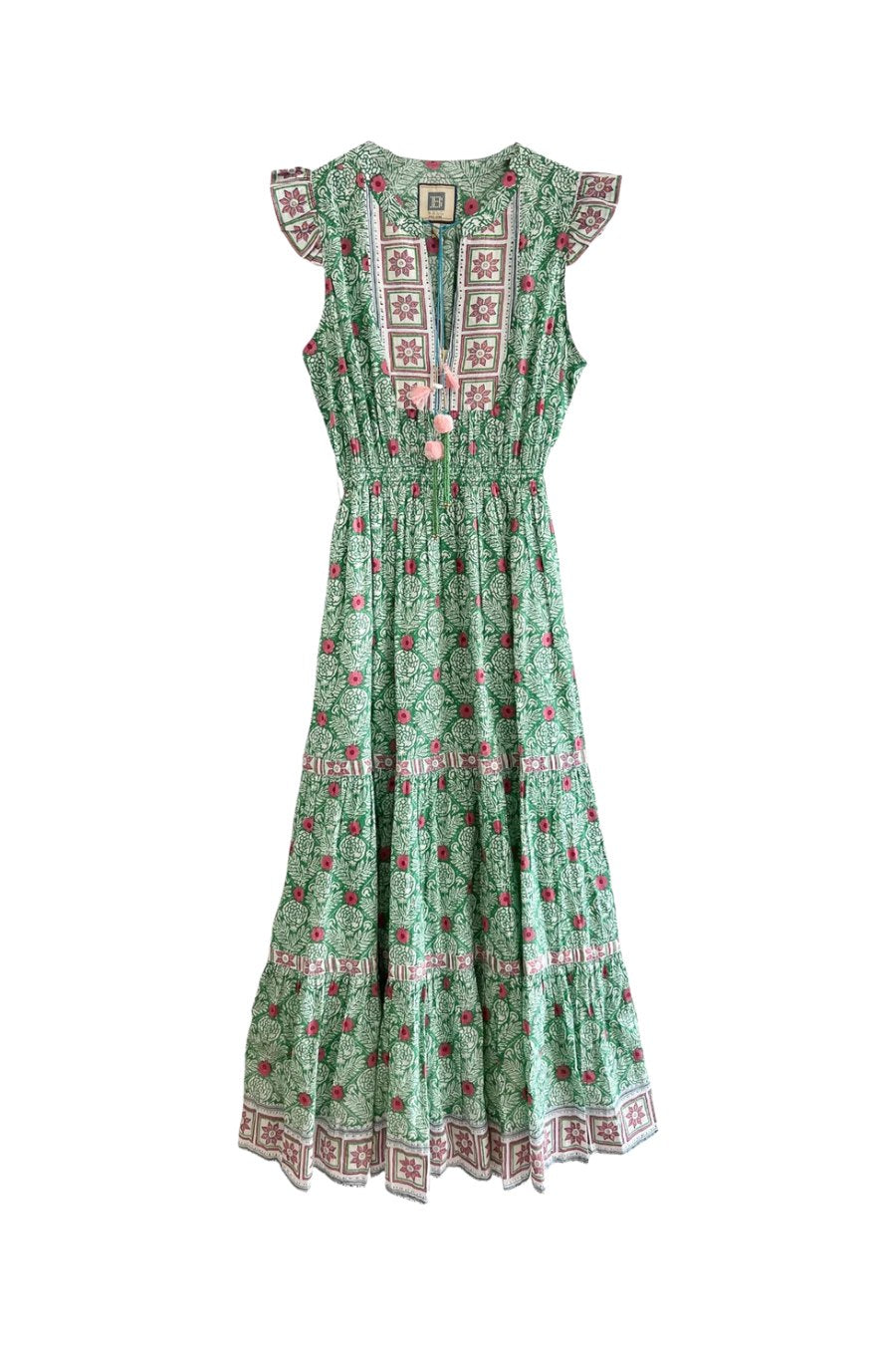 lola green dress Green Frill Sleeve Lola Midi Dress