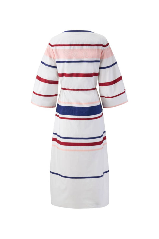Ribbon Caftan Dress in White Multi