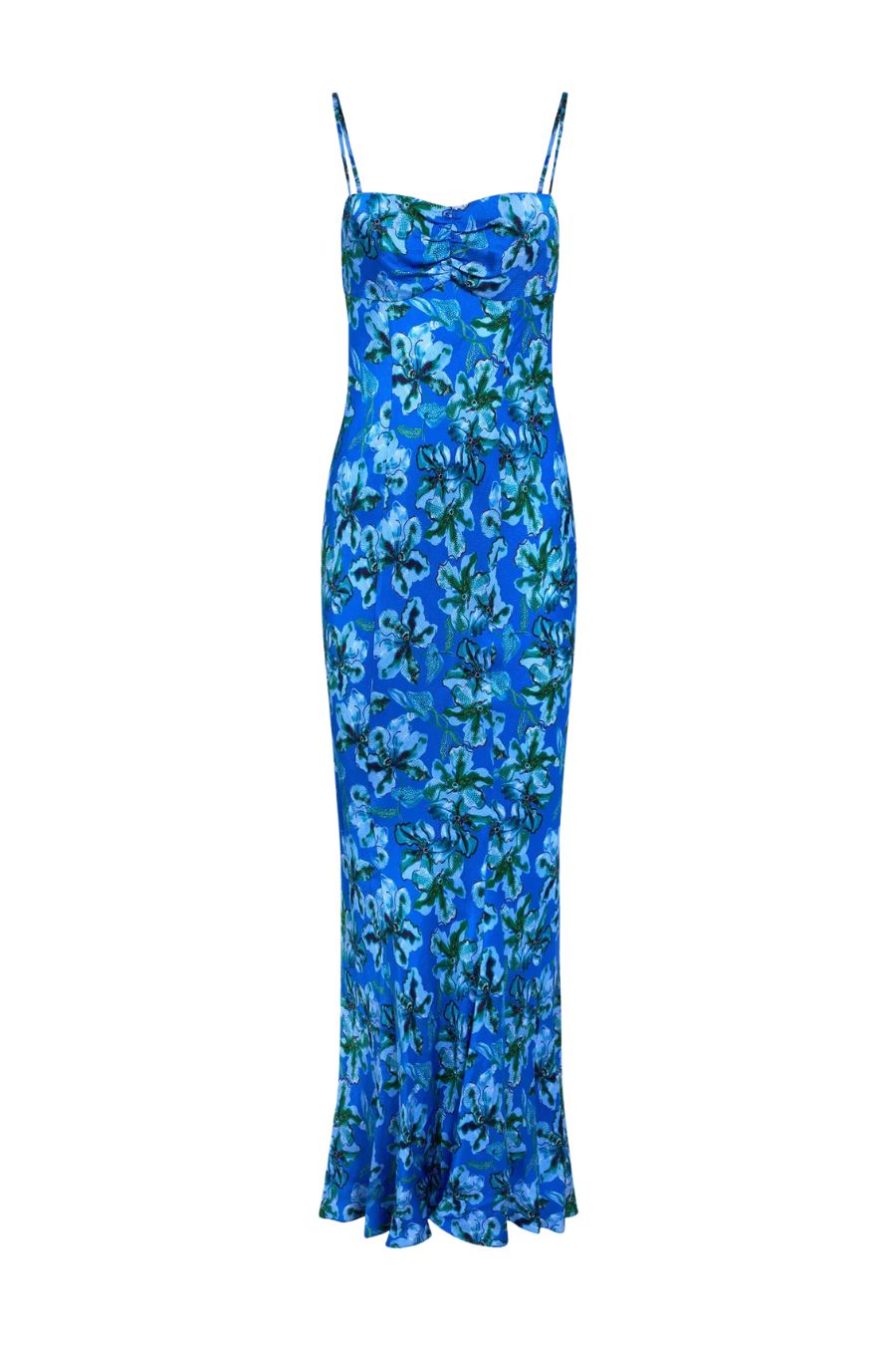 saloni dresses Renee Long Dress in Blue The Camille Dress in Dress Size:Large Buttoned Blue Modest Denim fitguide-MTO