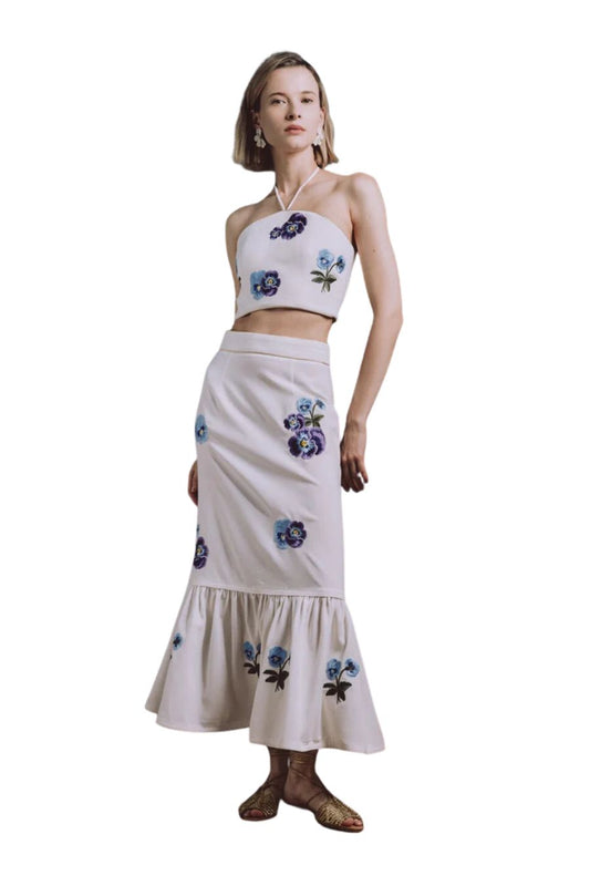 Pansy Bustier in Off White/Navy