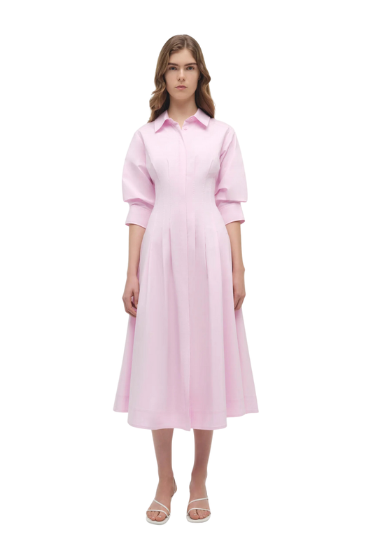 Jazz Pintuck Midi Dress in Tulip