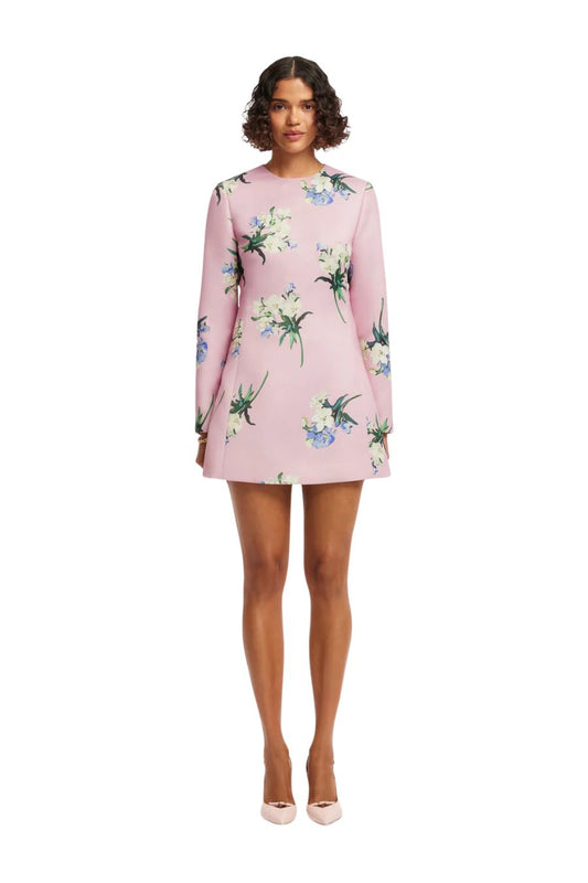 Aliza Mini Dress in Pastel Pink Bouquet