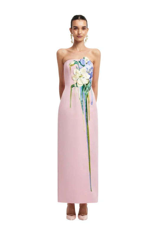 Rayna Maxi Dress in Pastel Pink Bouquet
