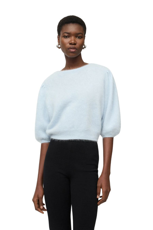 Brushed Cashmere Crewneck in Ice Blue