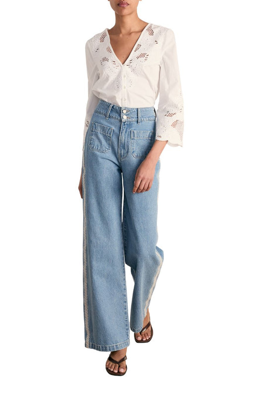 Taylor High Rise Wide Leg in Halo Blue