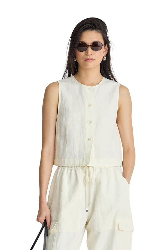 Godet Tank in Cream