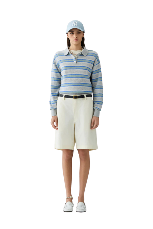 Collegiate Stripe Polo in Stone Combo