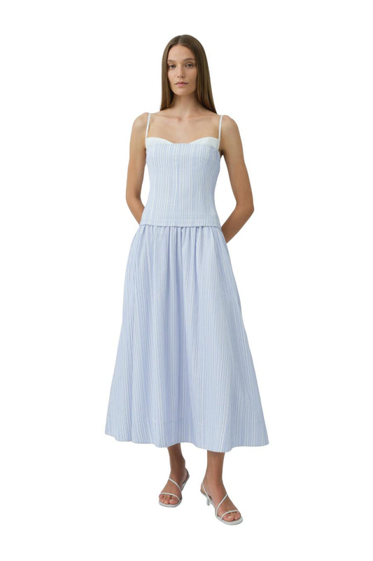 Quinlin Midi Dress in Blue Stripe