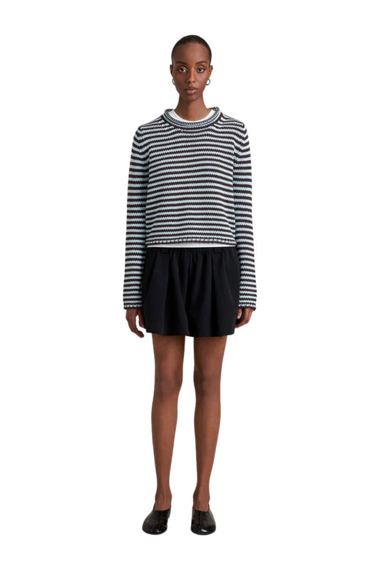 Mini Marina Fine Stripe Sweater in Chocolate/Sky