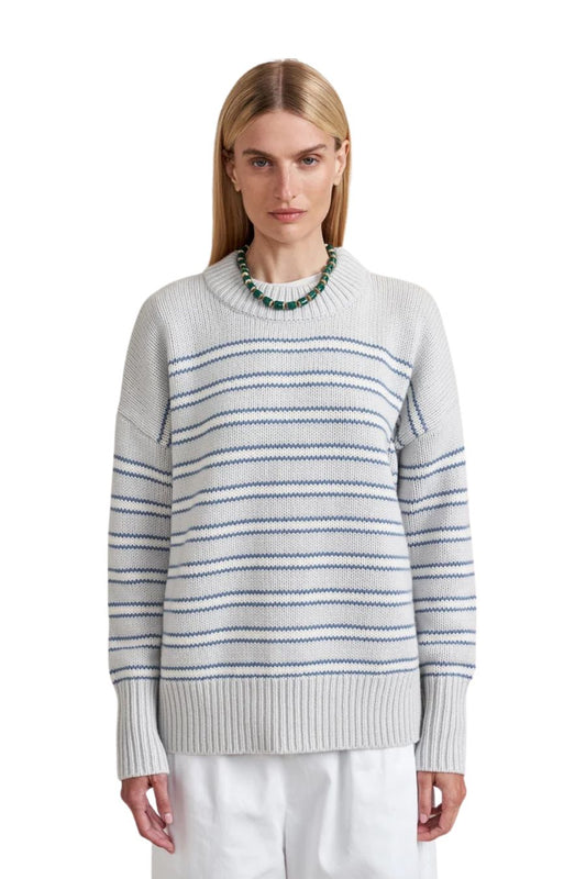 Marin Sweater in Stone/Denim Blue