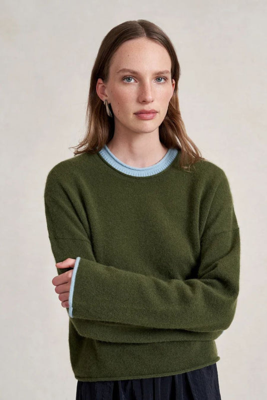 Dominick Sweater in Olive/Sky