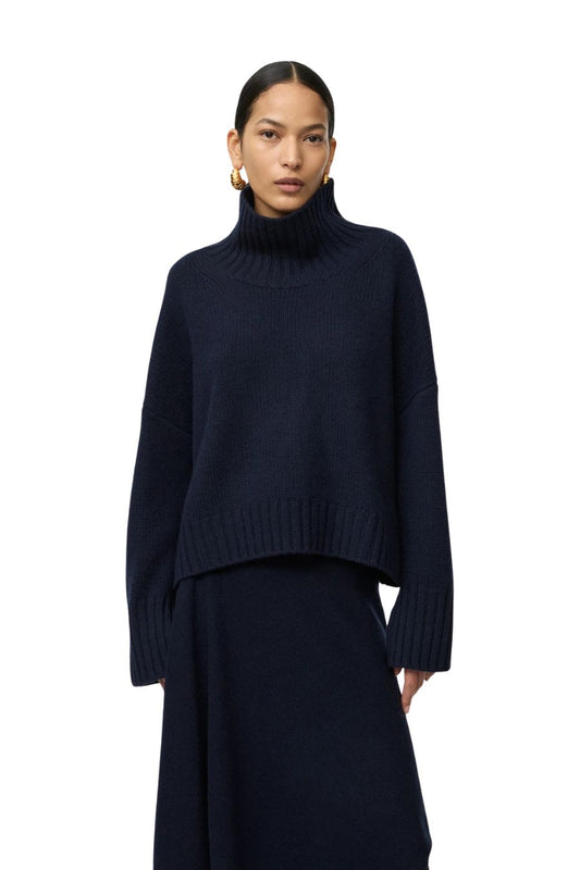 Girlfriend Turtleneck in Navy