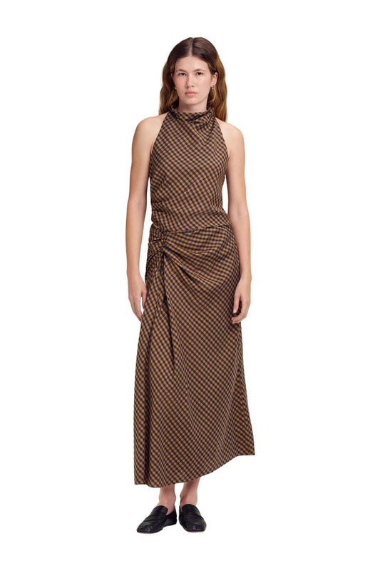 Jean Skirt in Pecan/Navy