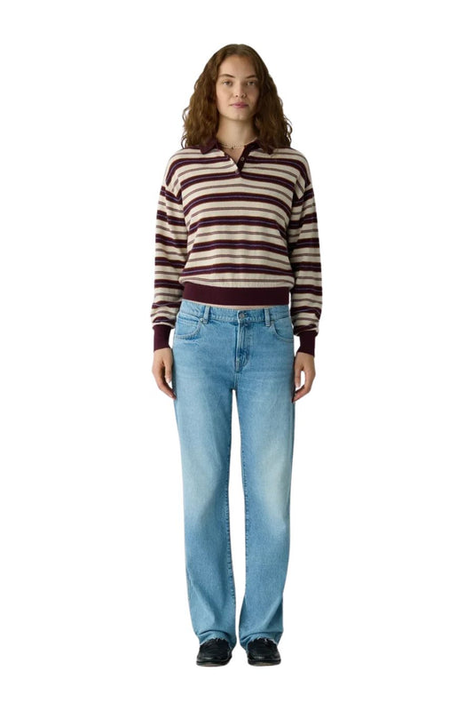 Collegiate Stripe Polo in Fig Combo