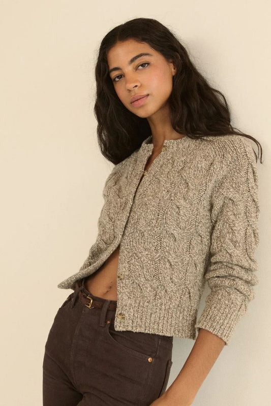 Penrose Cable Cardigan in Gray Marl