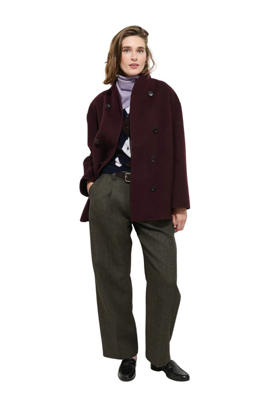 Sophia Wool Coat in Burgundy