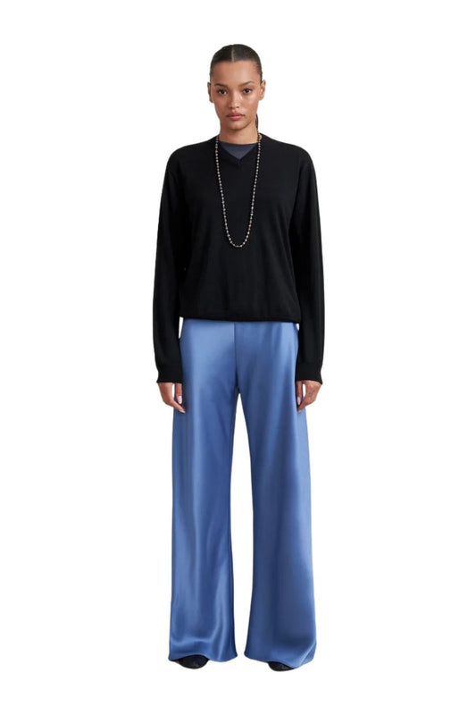 Satin Colby Pant in Denim Blue