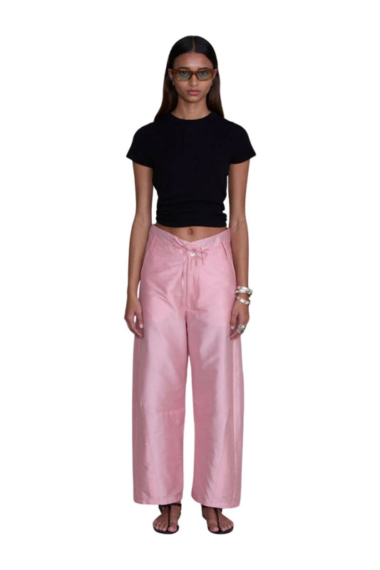 Techno Taffeta Barrel Pant in Rose by Chan Luu