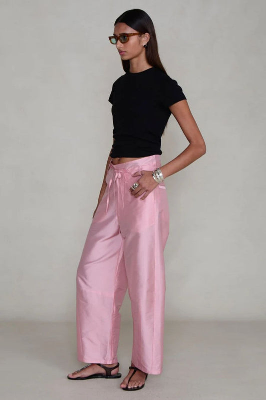 Techno Taffeta Barrel Pant in Rose