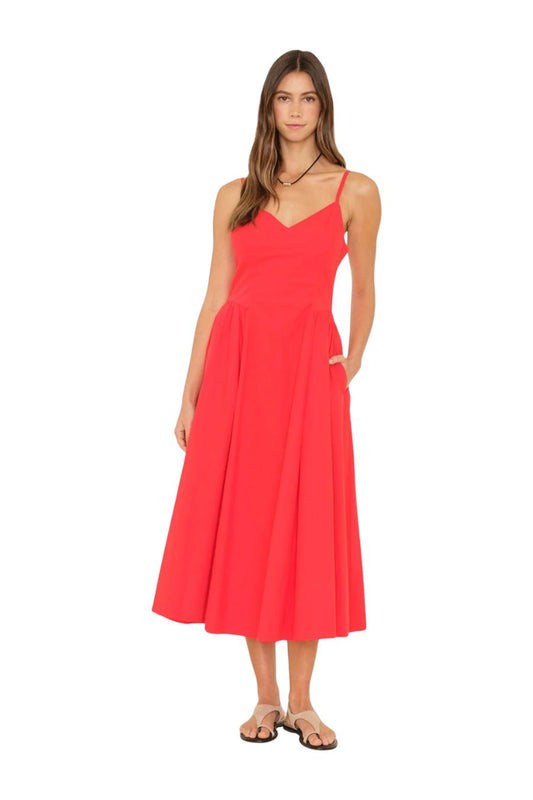 Bardot Dress in Red Flash