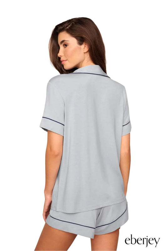 Gisele Relaxed Short PJ Set in Gray/Navy