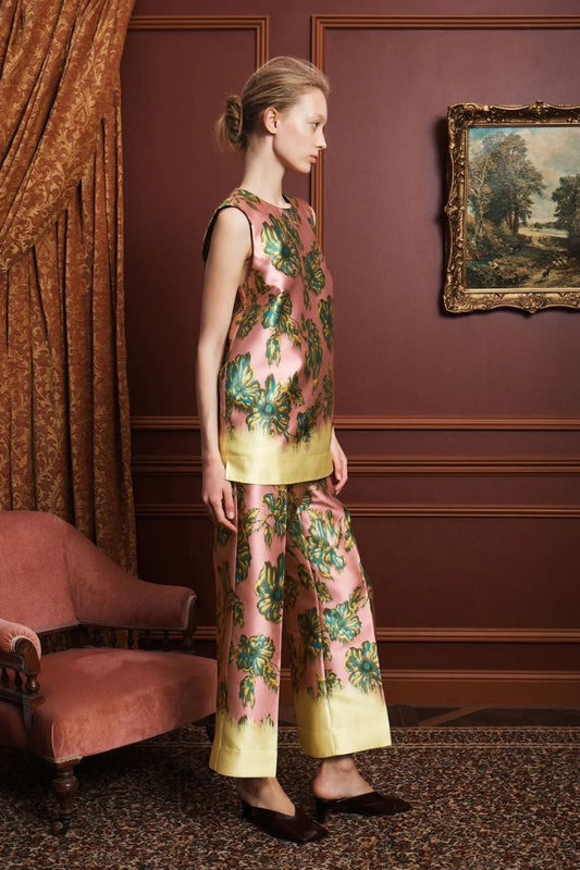 Faye Tunic Top in Pink/Yellow Floral