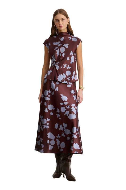 Beth Skirt in Deep Redwood/Shadow Multi