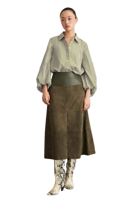 Suede/Leather Hudson Skirt in Army