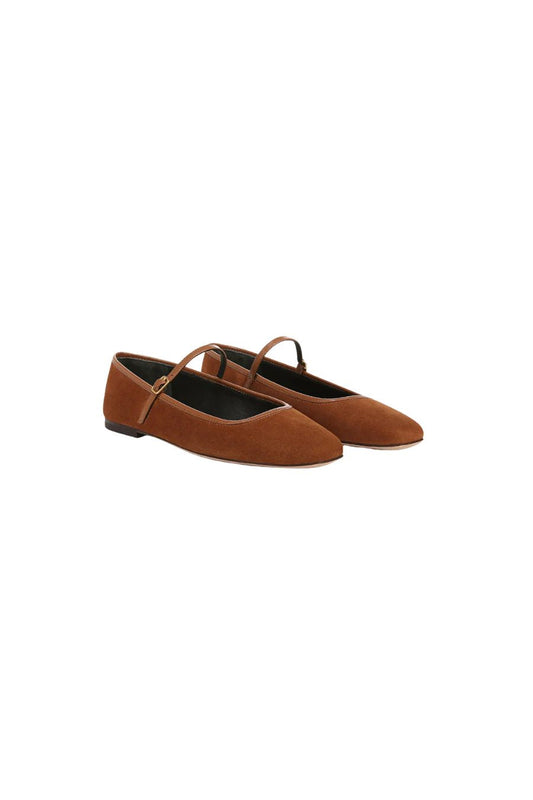 Veronica Beard Ellie Suede Flat in Caramel, suede leather flat, alternate view