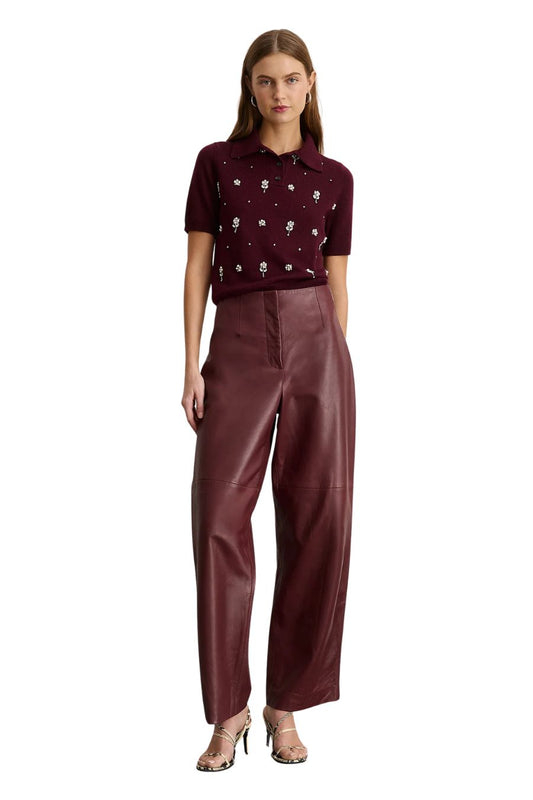 Camilla Embellished Knit Top in Blackberry