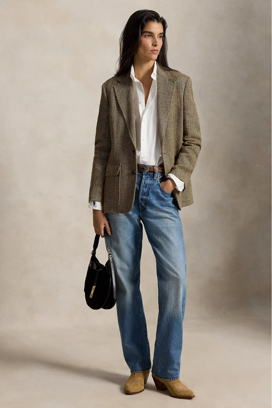 Single-Breasted Herringbone Blazer