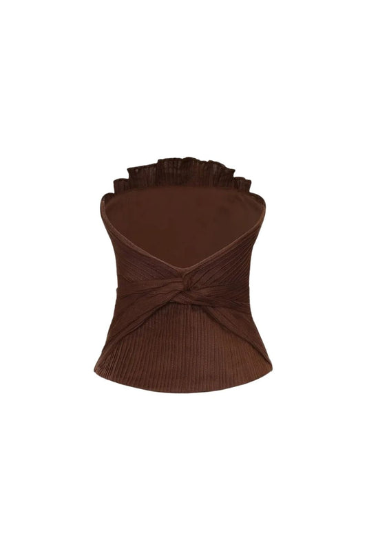 De Los Astros Pleated Top in Brown