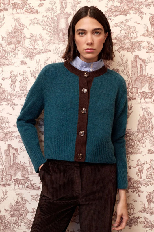 Leti Cardigan in Navy Blue by Maria De La Orden