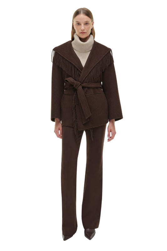 Rowen Fringe Jacket in Chocolate