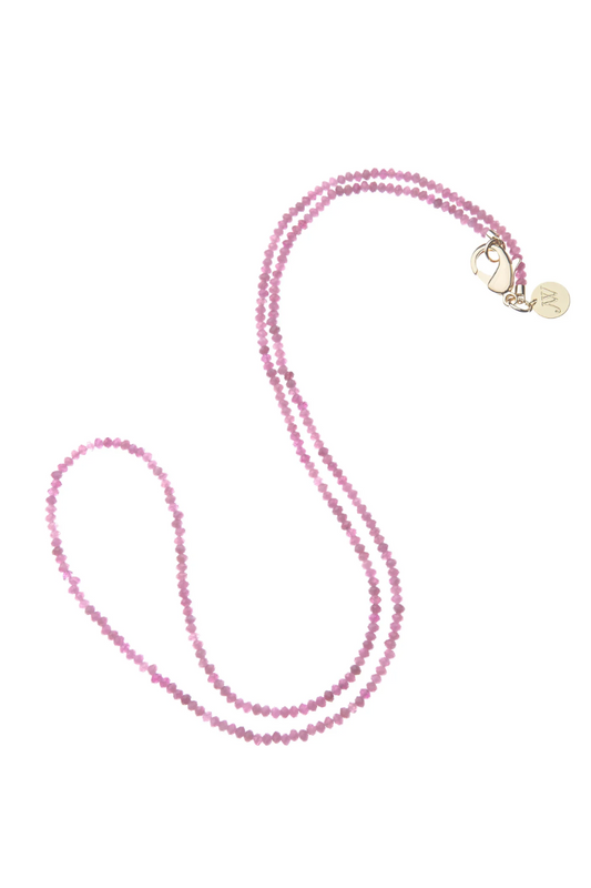 Double Wrap Beaded Necklace in Pink Tourmaline