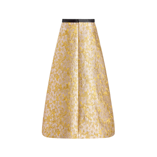 Pia Skirt in Gold Metallic Floral