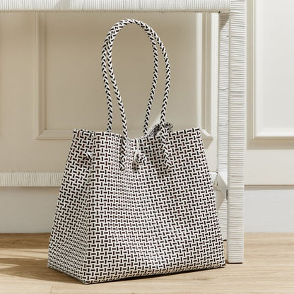 Izmir Large Shopper Bag in Brown/White