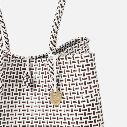 Izmir Large Shopper Bag in Brown/White