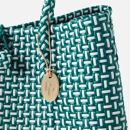 Izmir Large Shopper Bag in Green/White